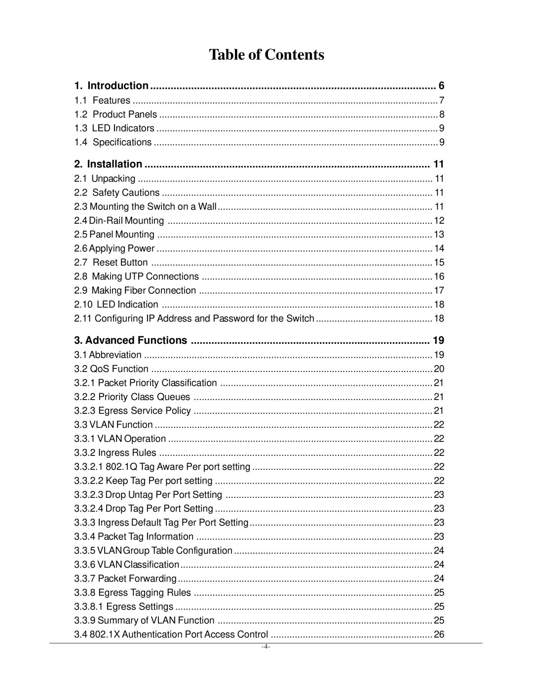 KTI Networks KGD-600 manual Table of Contents 