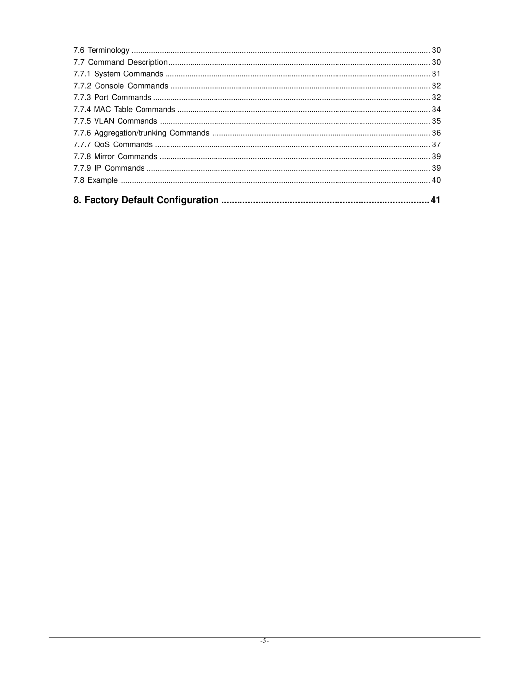 KTI Networks kgs-1601 manual Factory Default Configuration 