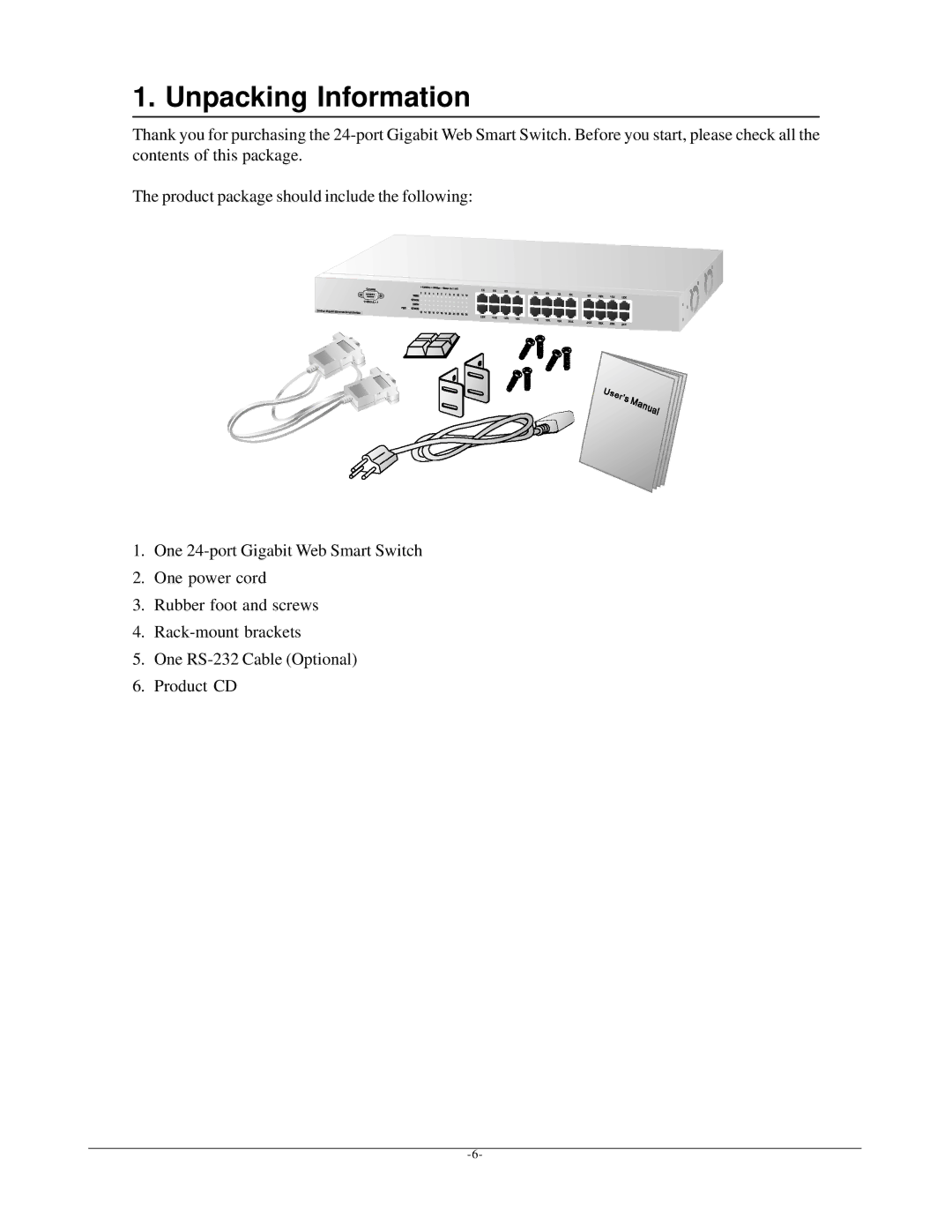 KTI Networks KGS-2401 manual Unpacking Information 