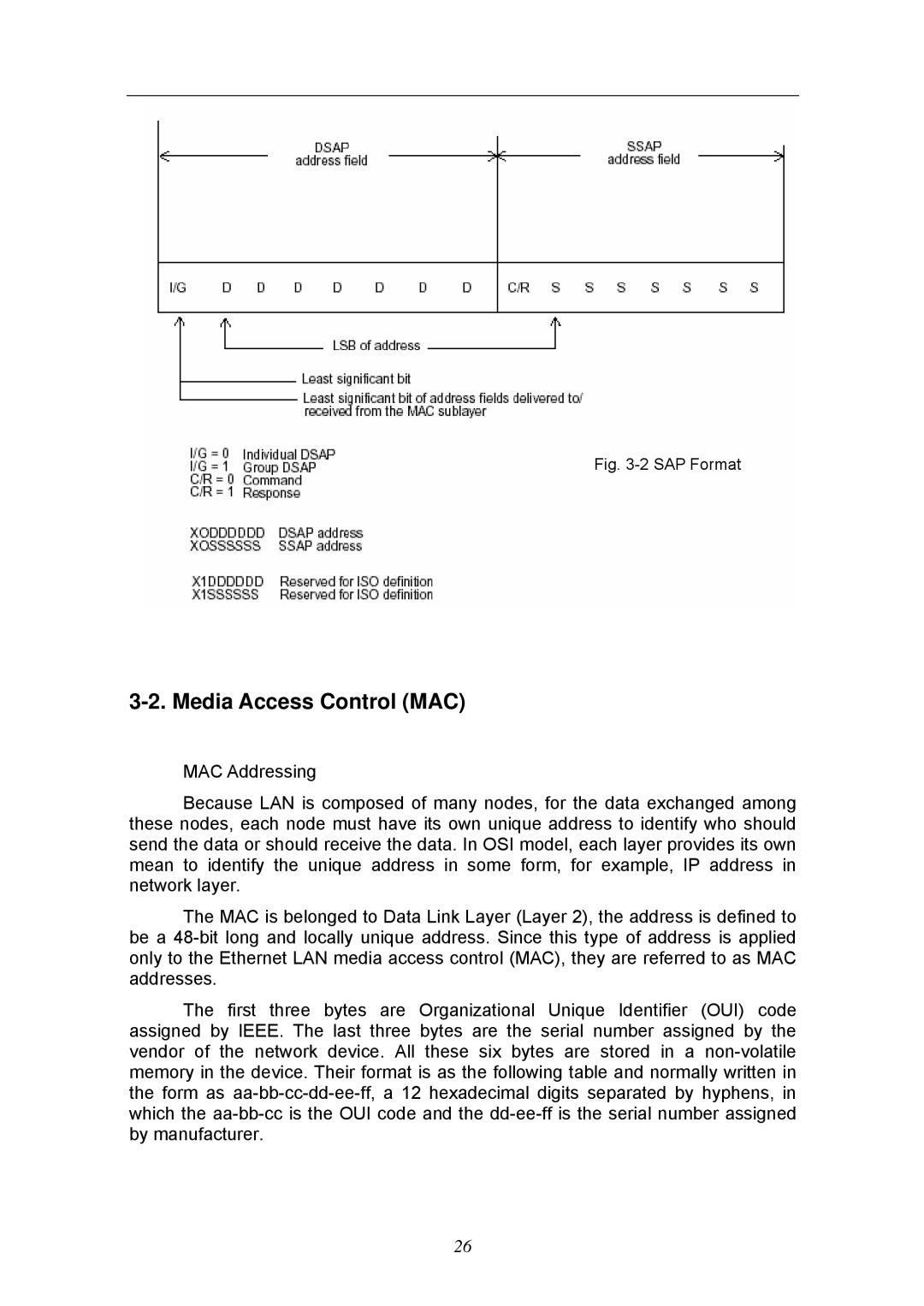 KTI Networks KGS-2404 manual Media Access Control MAC, SAP Format 