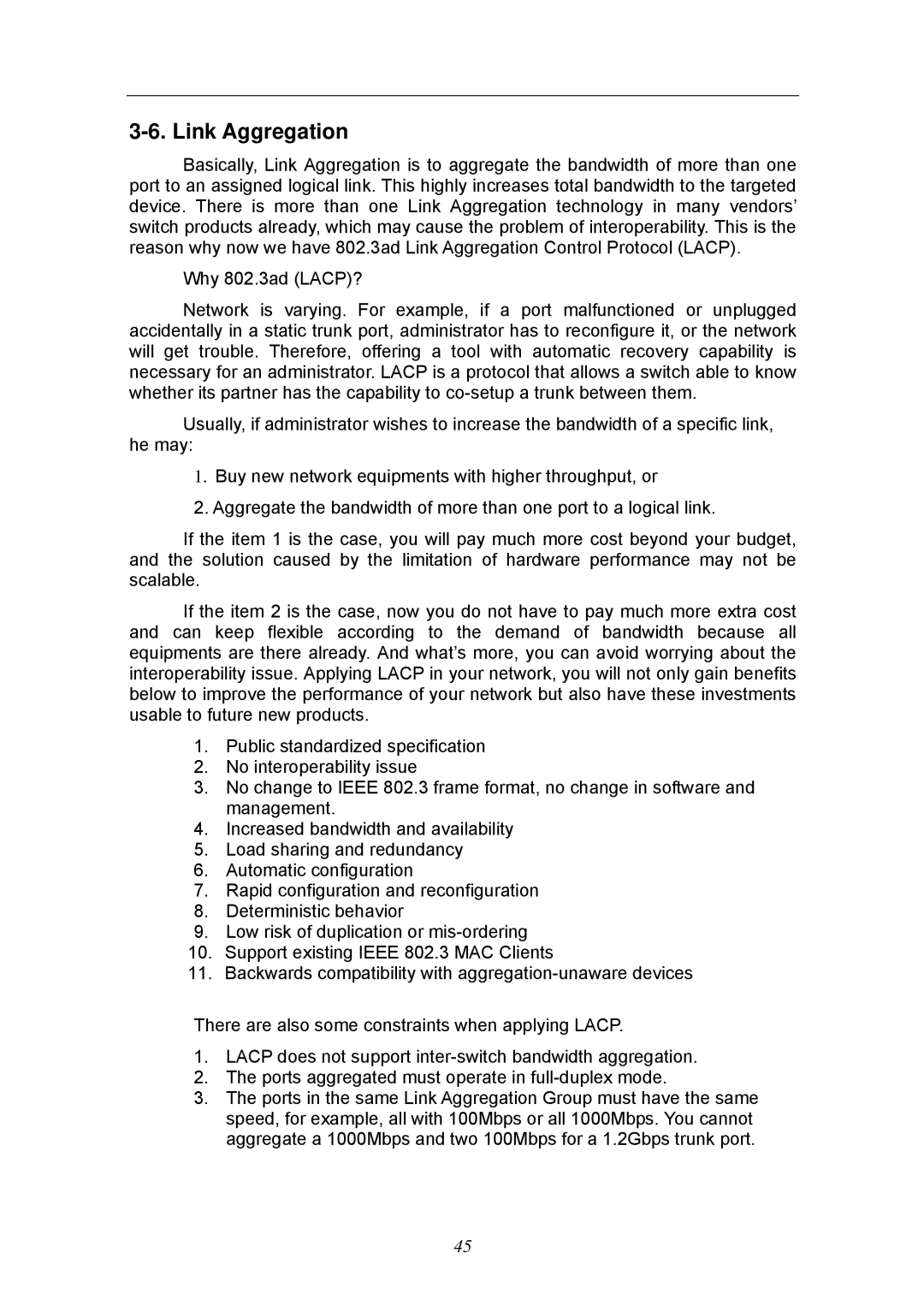 KTI Networks KGS-2404 manual Link Aggregation 