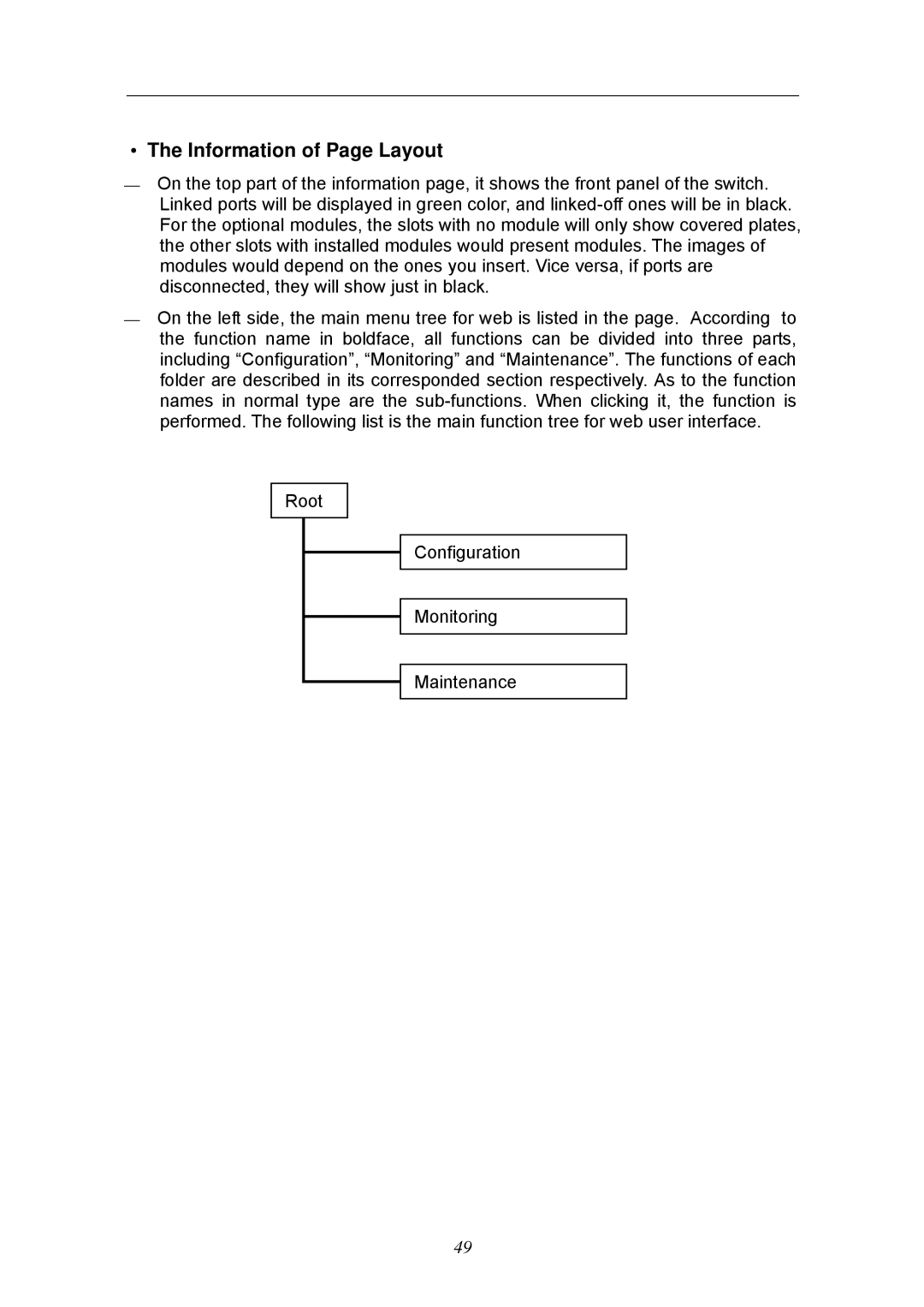 KTI Networks KGS-2404 manual Information of Page Layout 