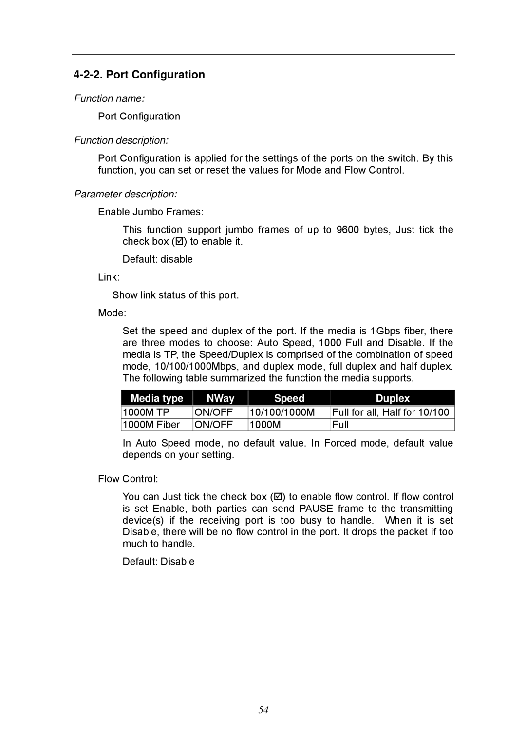 KTI Networks KGS-2404 manual Port Configuration, On/Off 