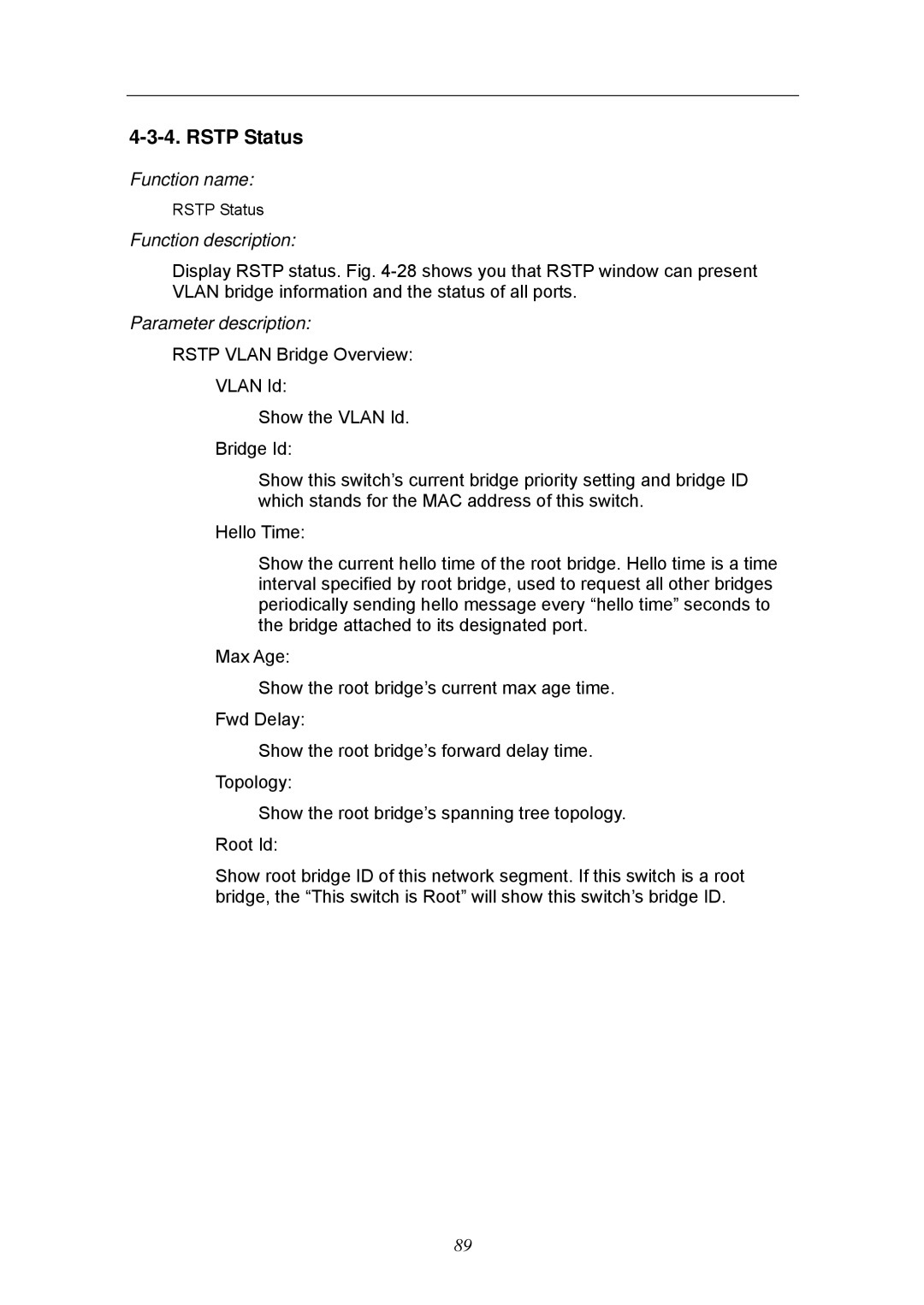 KTI Networks KGS-2404 manual Rstp Status 