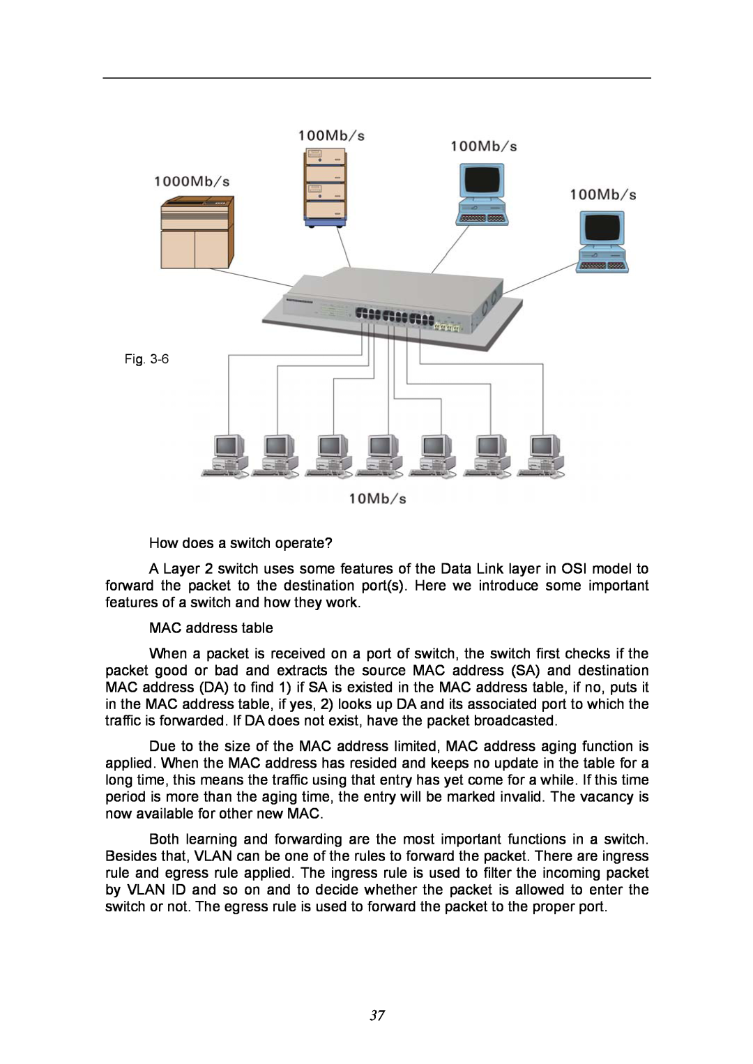 KTI Networks KGS-2404 manual How does a switch operate?, MAC address table 