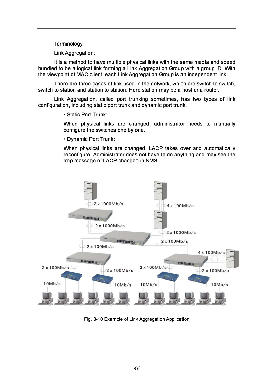 KTI Networks KGS-2404 manual Terminology Link Aggregation 