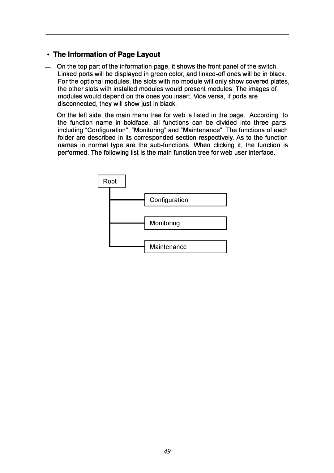 KTI Networks KGS-2404 manual The Information of Page Layout 