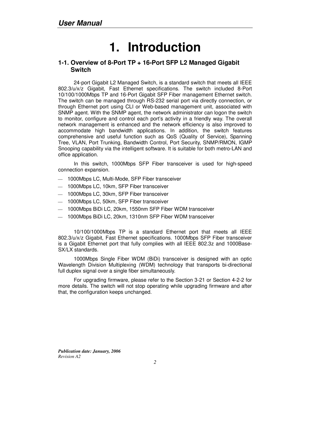 KTI Networks KGS-2416 user manual Introduction 