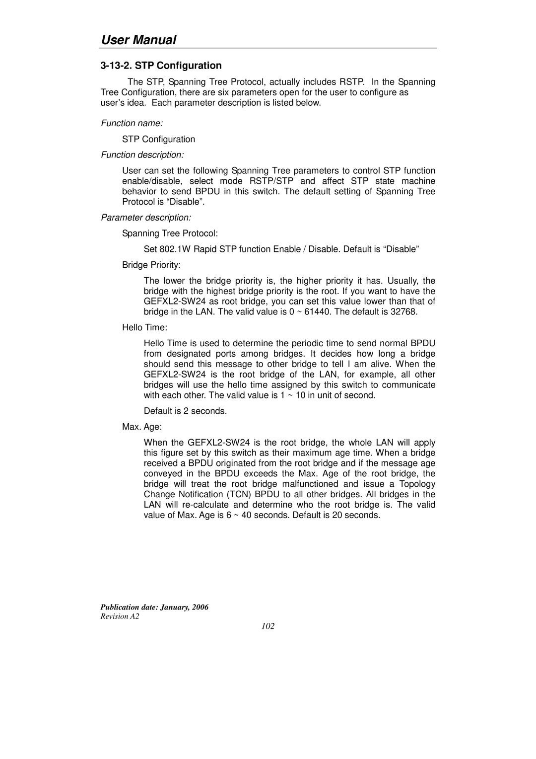 KTI Networks KGS-2416 user manual STP Configuration 