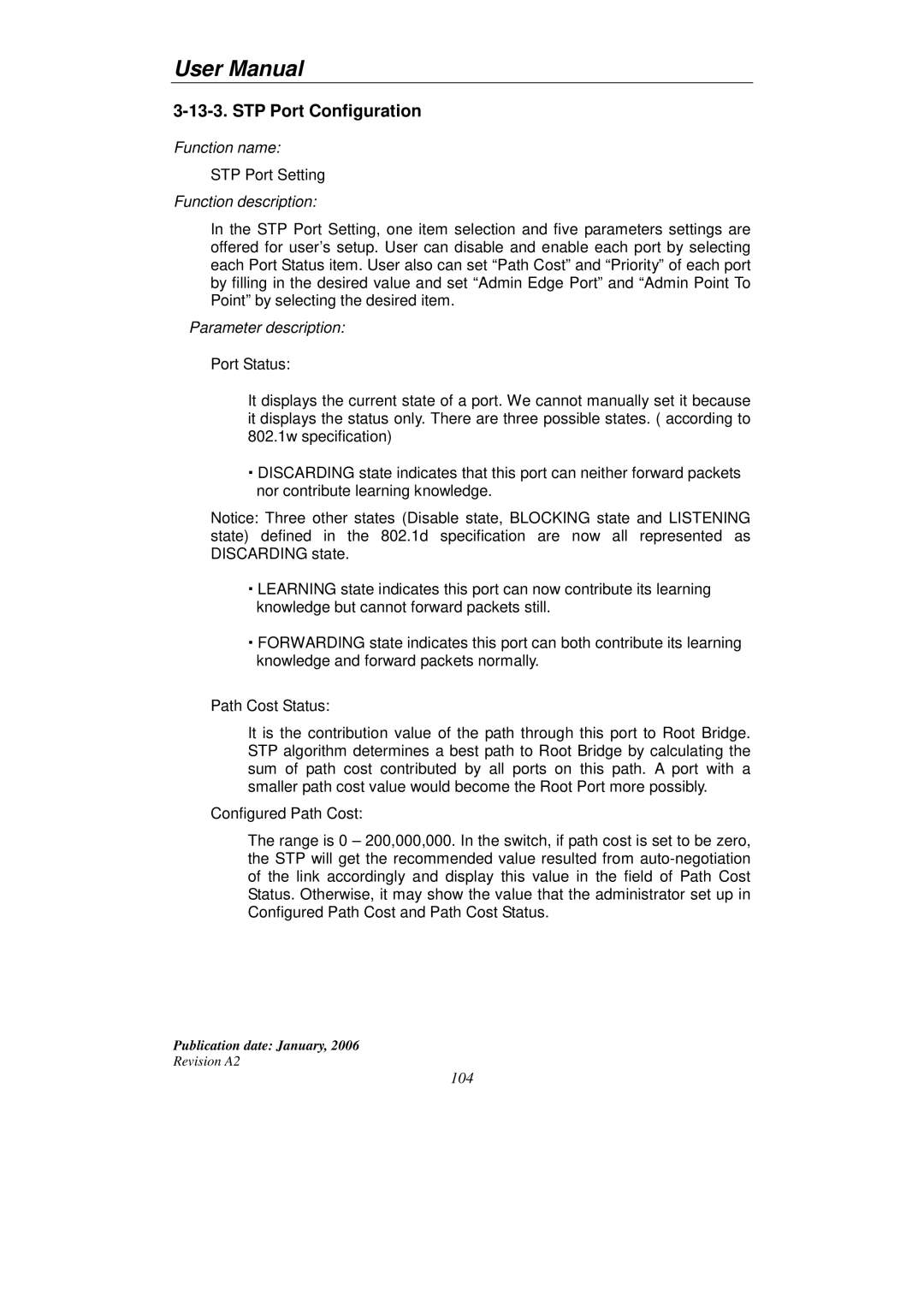 KTI Networks KGS-2416 user manual STP Port Configuration 