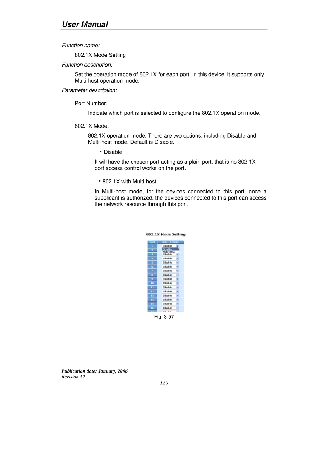 KTI Networks KGS-2416 user manual 802.1X Mode Setting 