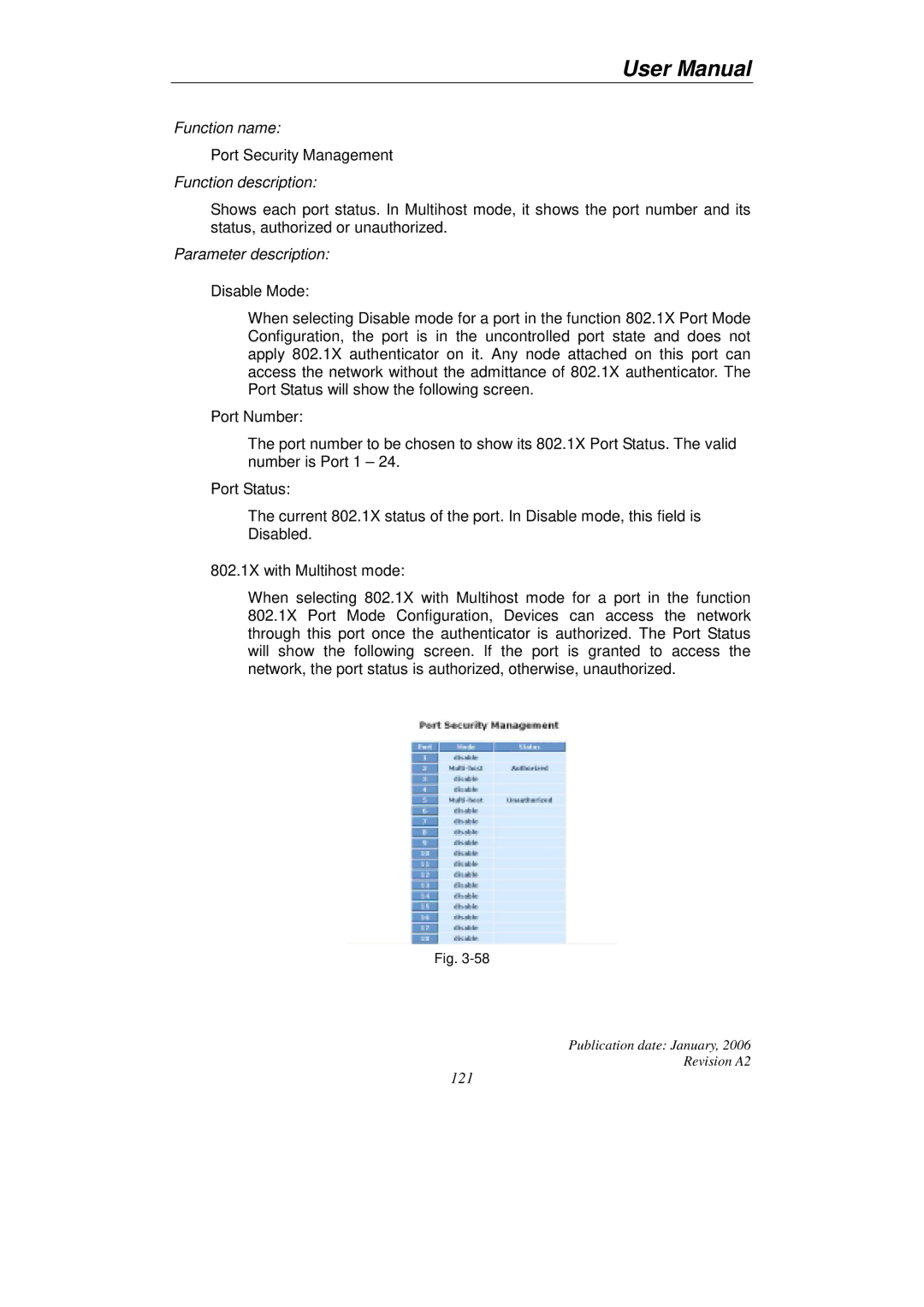 KTI Networks KGS-2416 user manual Port Security Management 