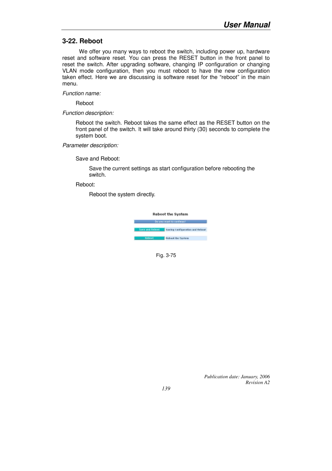 KTI Networks KGS-2416 user manual Reboot 