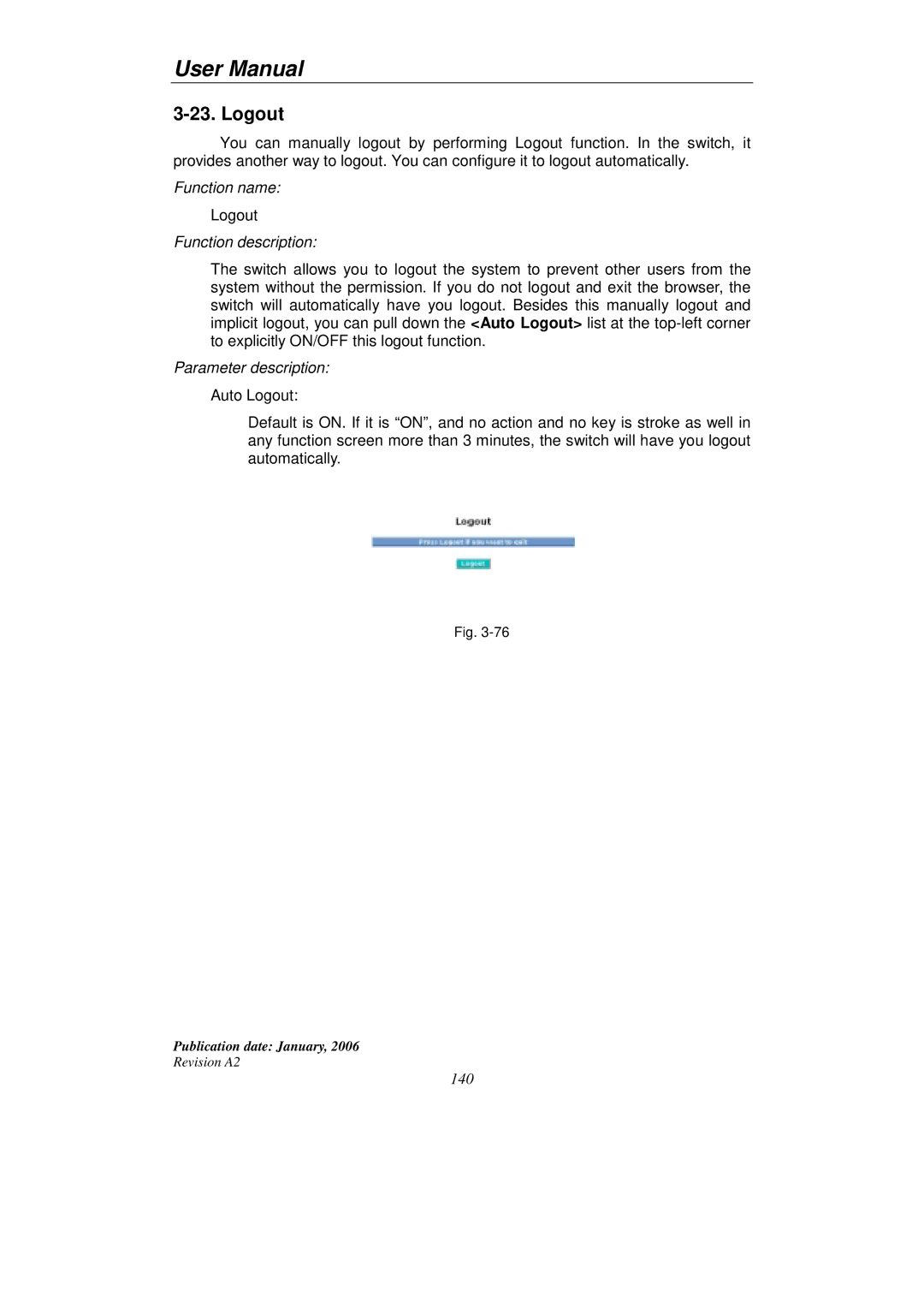 KTI Networks KGS-2416 user manual Logout 