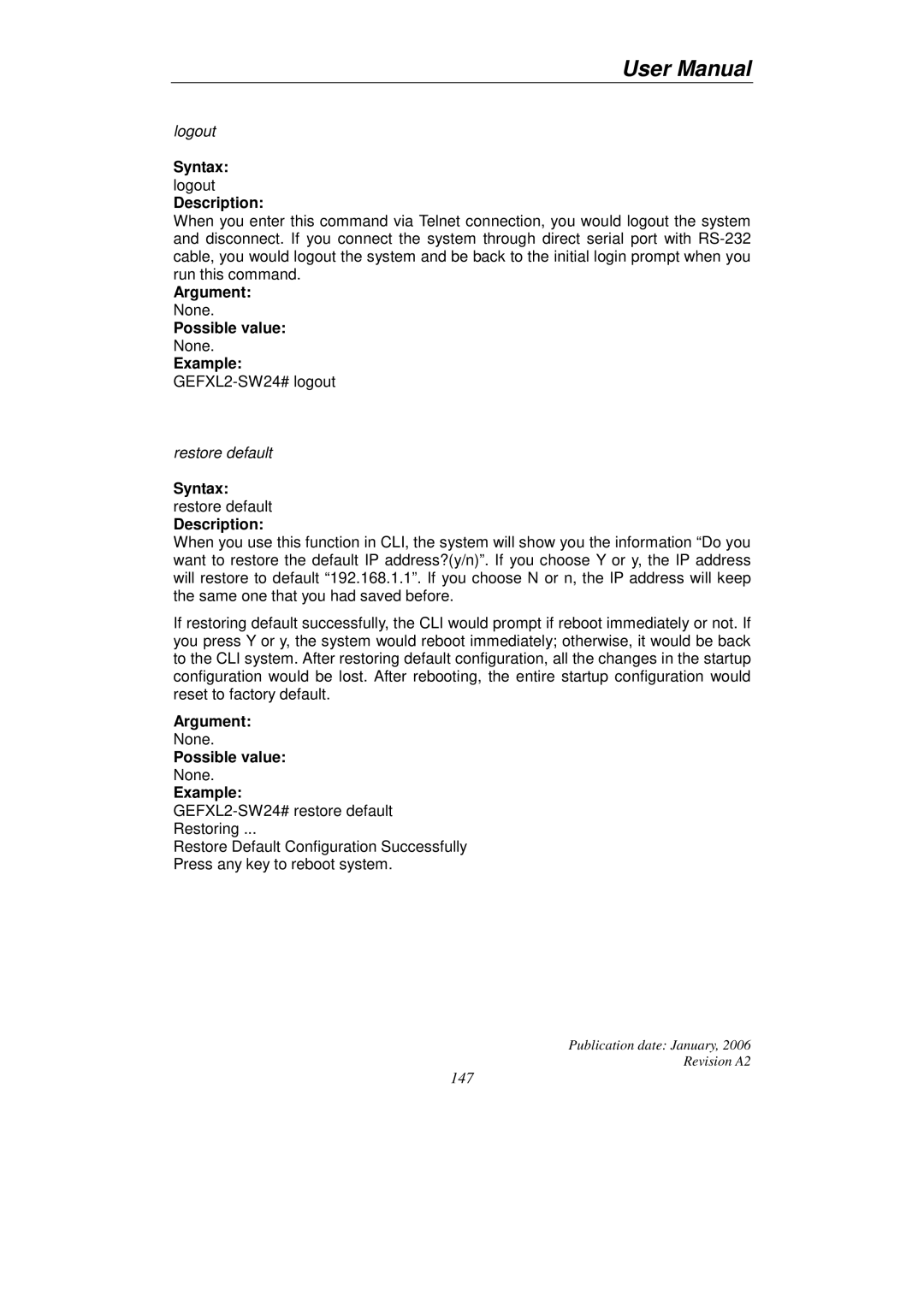 KTI Networks KGS-2416 user manual Logout 