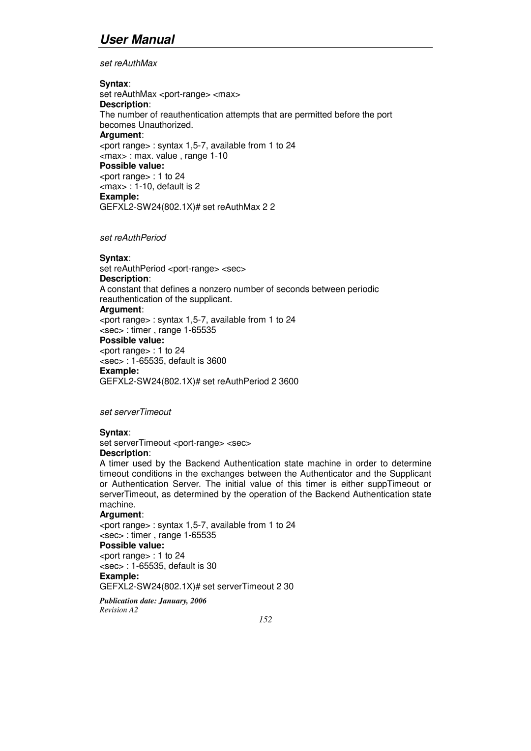 KTI Networks KGS-2416 user manual Set reAuthMax 