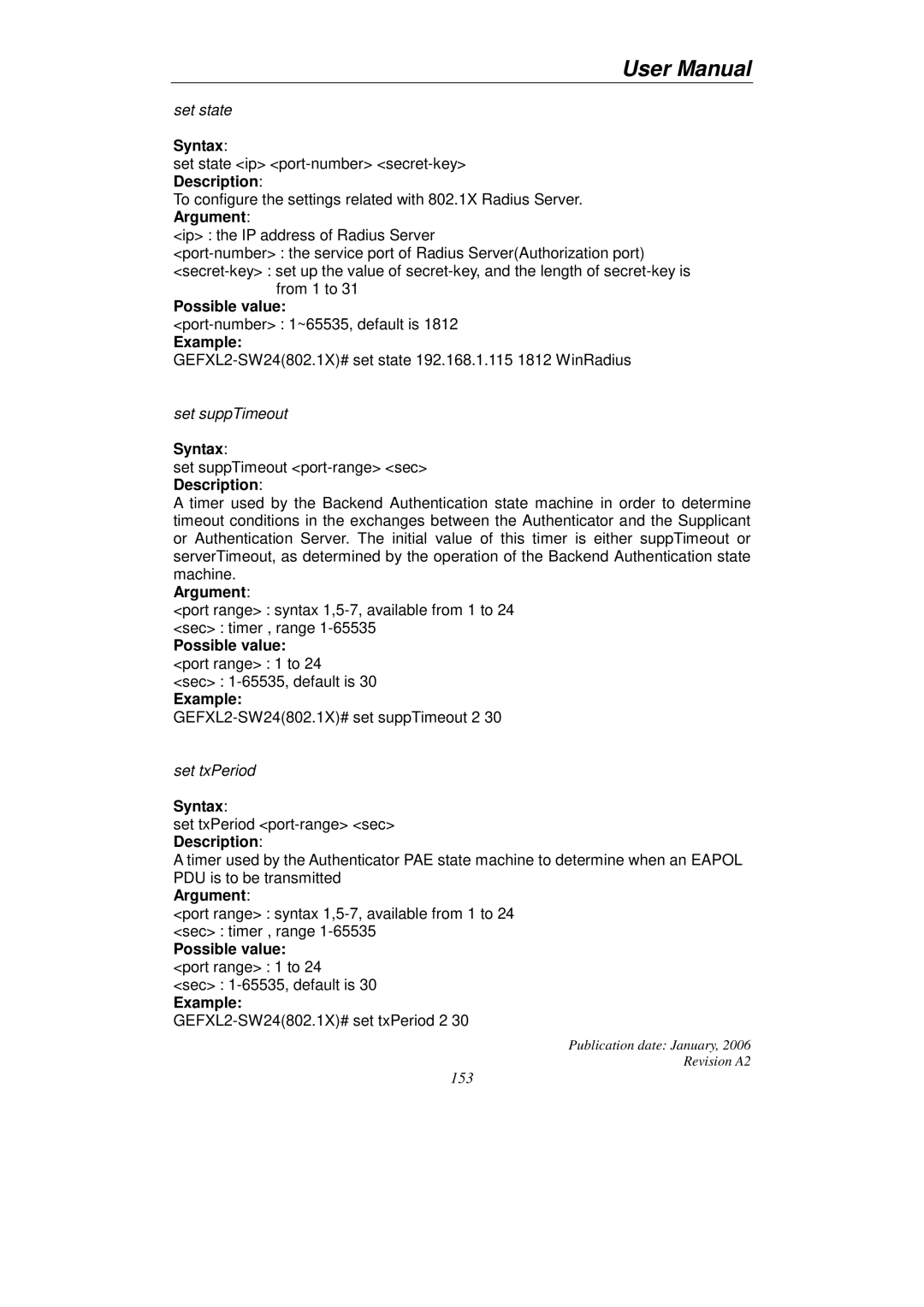 KTI Networks KGS-2416 user manual Set state 