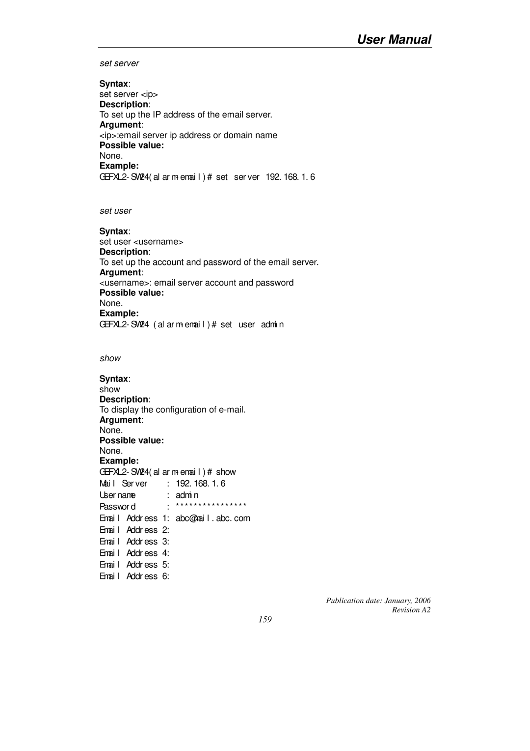 KTI Networks KGS-2416 user manual Syntax show Description 