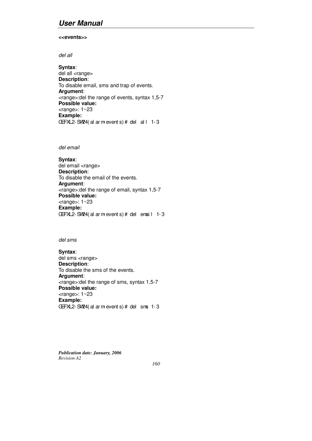 KTI Networks KGS-2416 user manual Events 