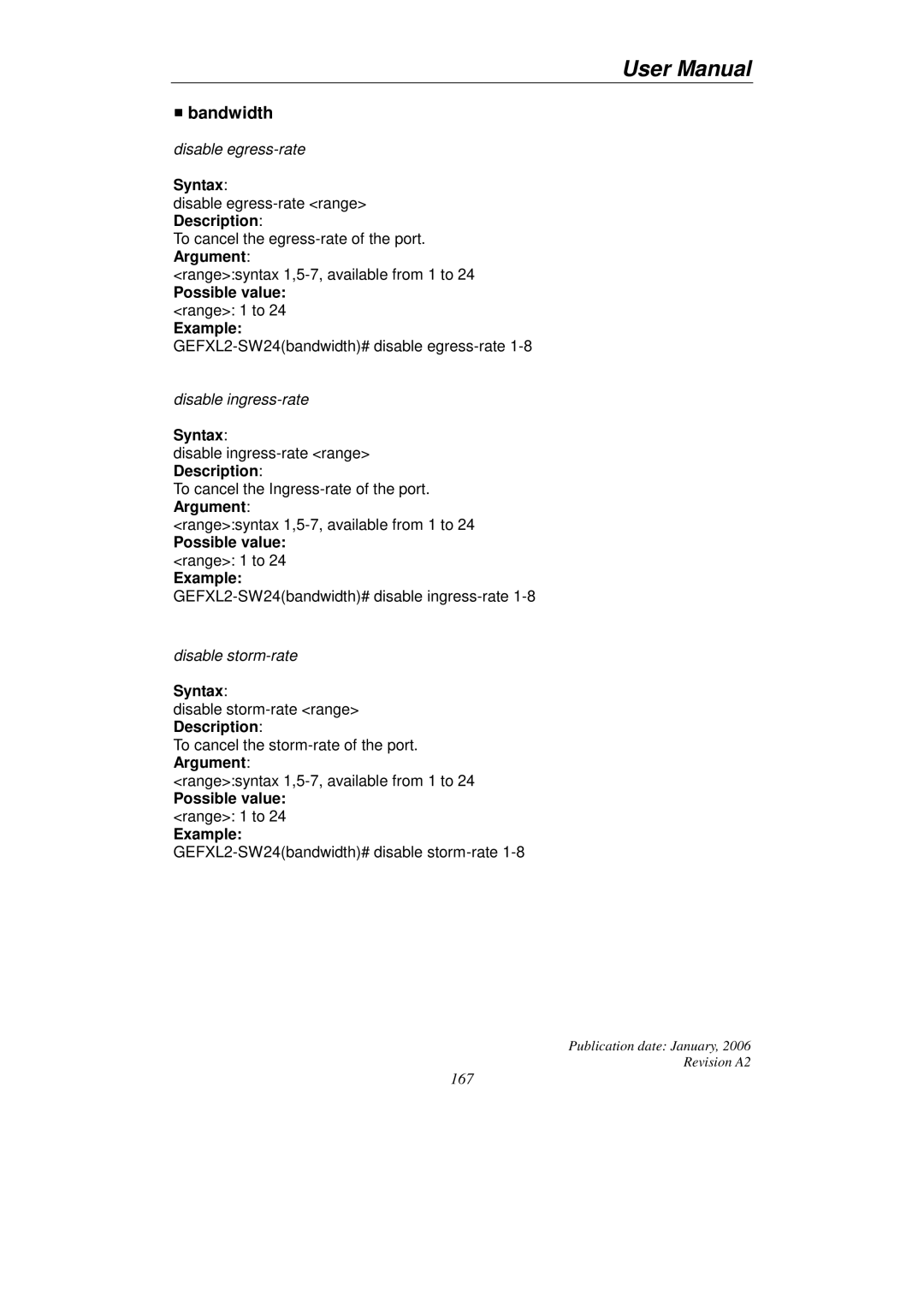 KTI Networks KGS-2416 user manual Bandwidth 