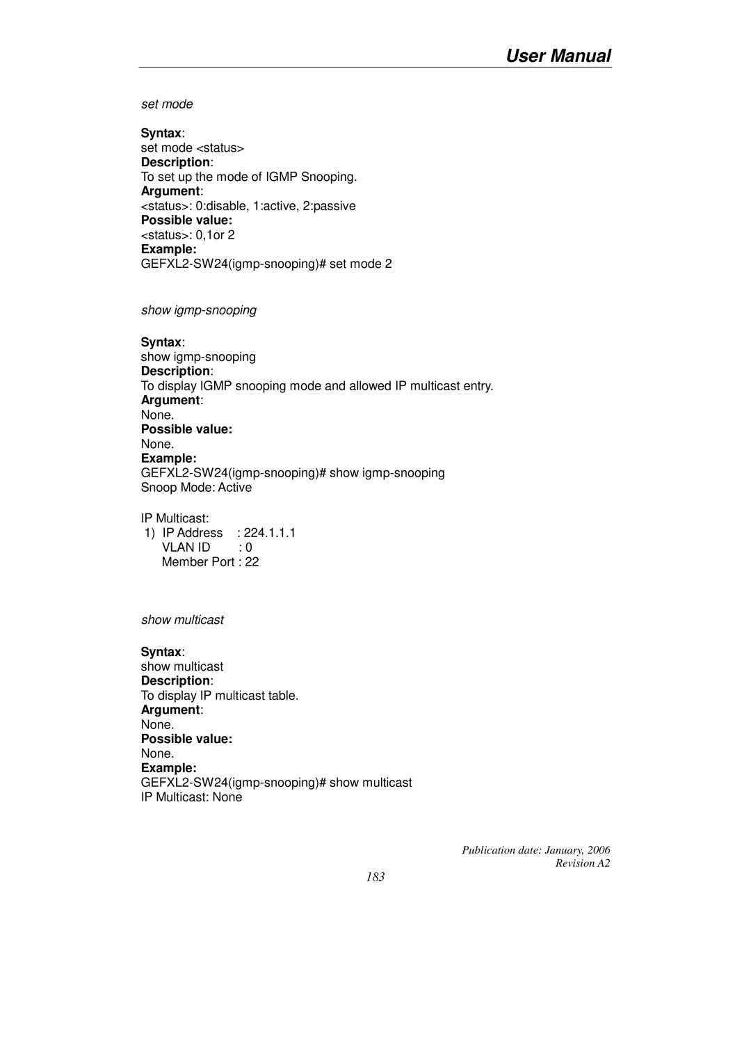 KTI Networks KGS-2416 user manual Show igmp-snooping 