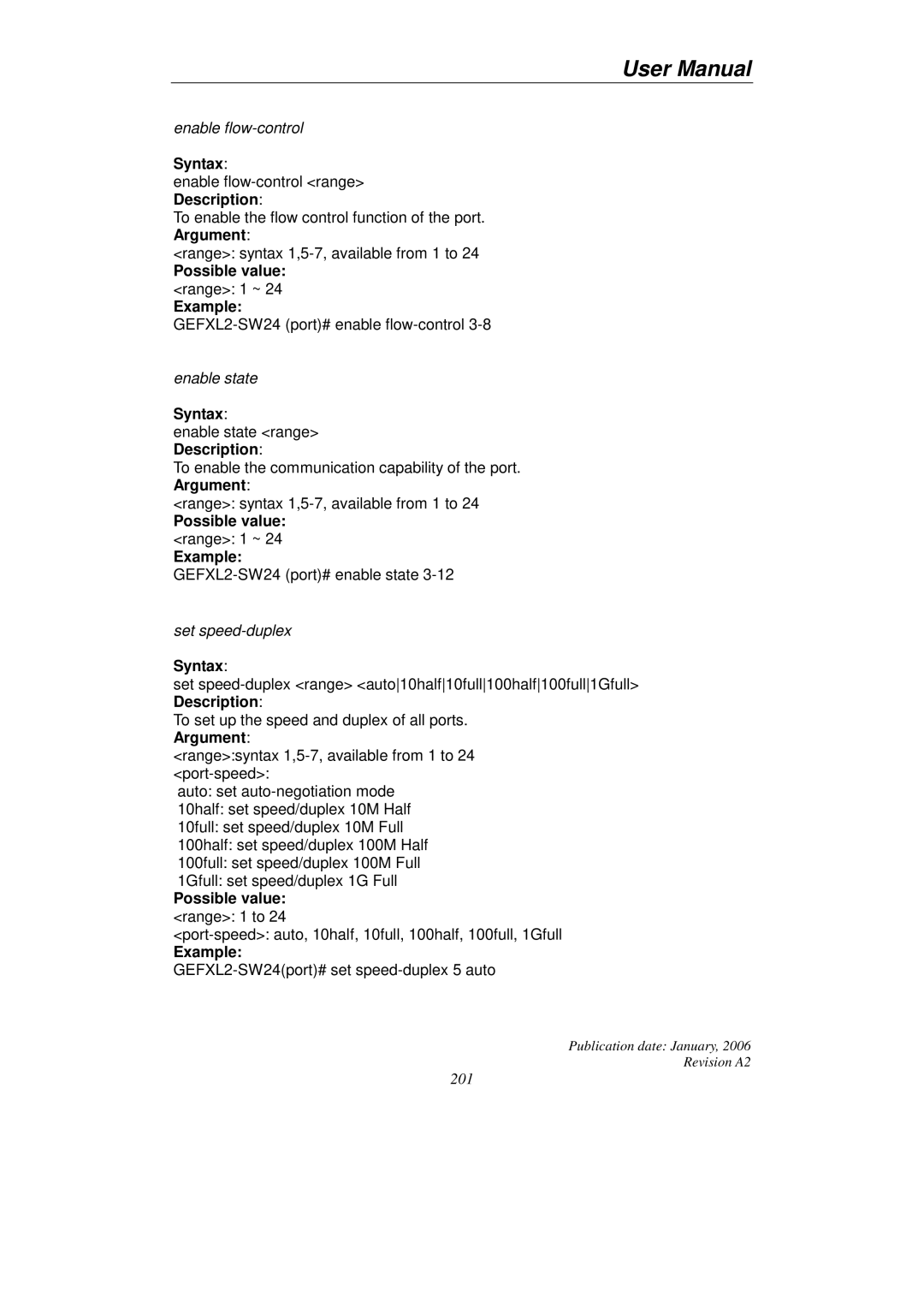 KTI Networks KGS-2416 user manual Enable flow-control 