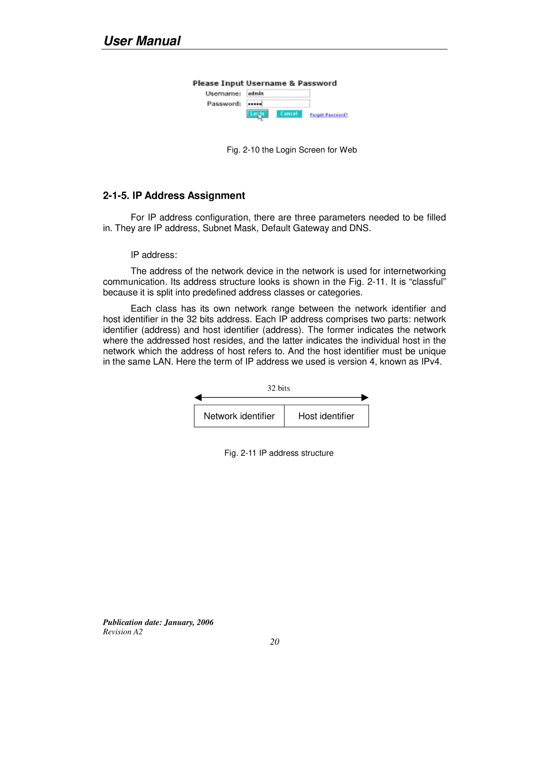 KTI Networks KGS-2416 user manual IP Address Assignment, the Login Screen for Web 