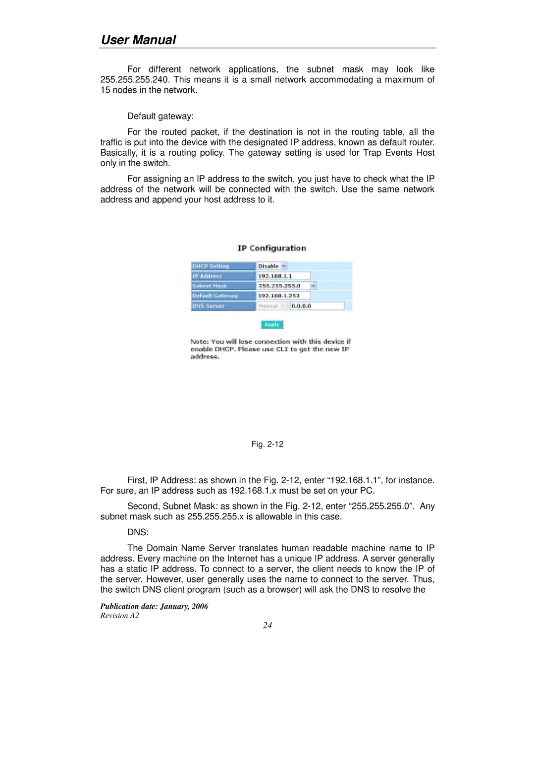 KTI Networks KGS-2416 user manual Dns 