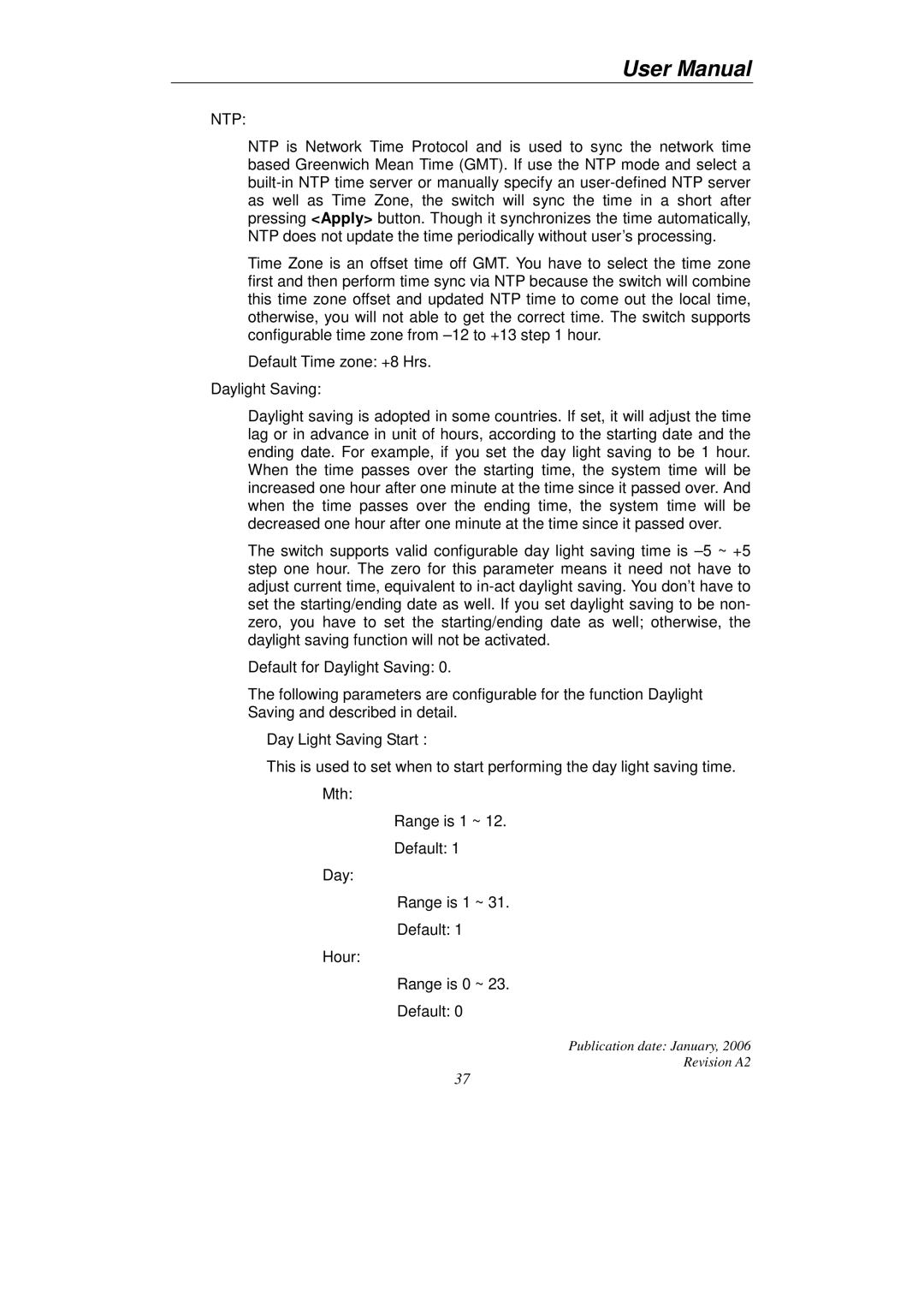 KTI Networks KGS-2416 user manual Ntp 