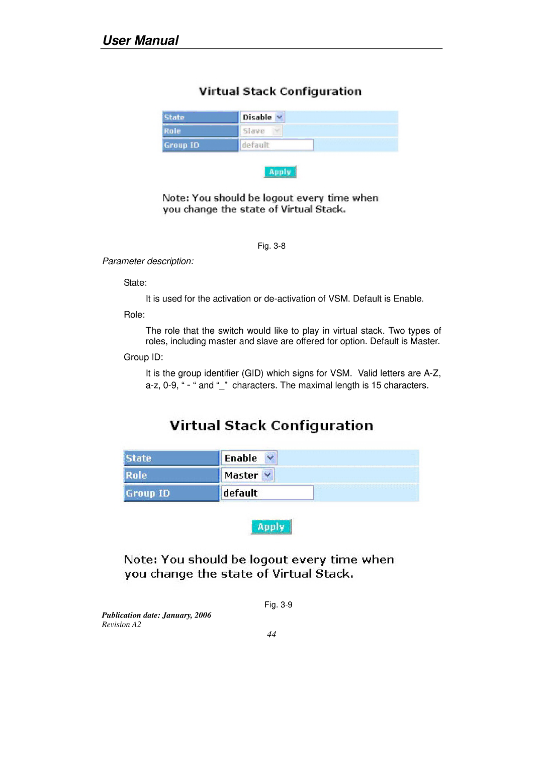 KTI Networks KGS-2416 user manual Parameter description 