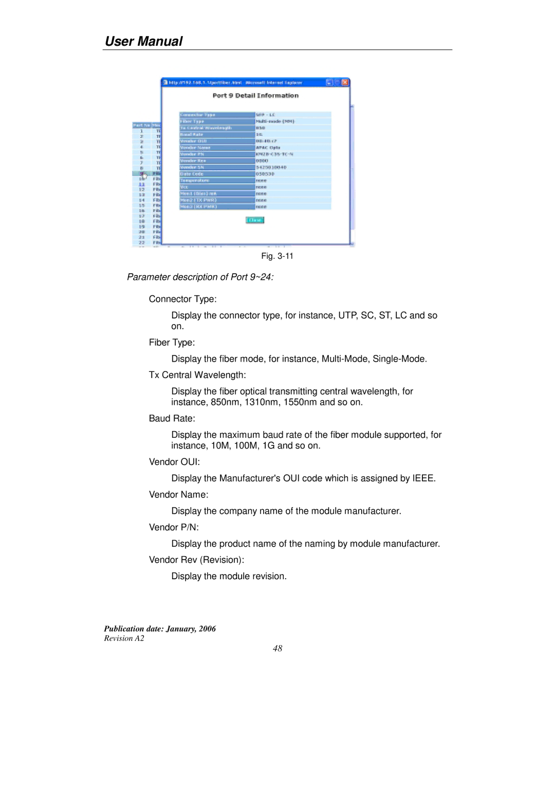 KTI Networks KGS-2416 user manual Parameter description of Port 9~24 