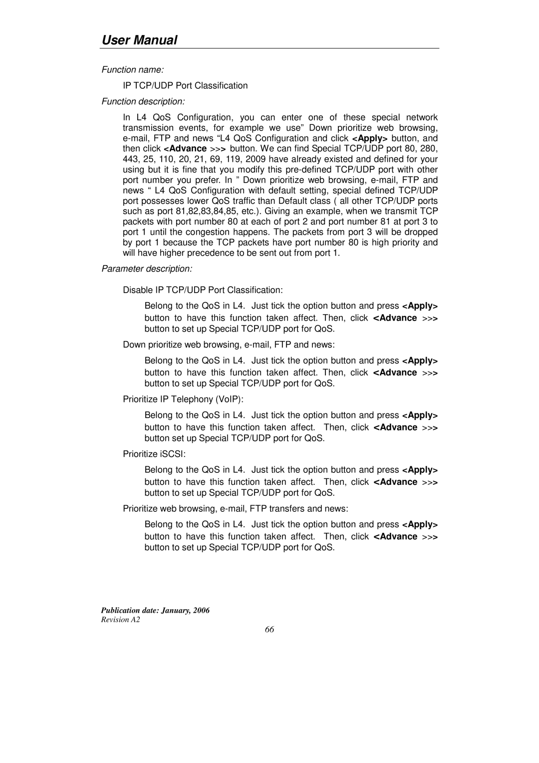 KTI Networks KGS-2416 user manual IP TCP/UDP Port Classification 