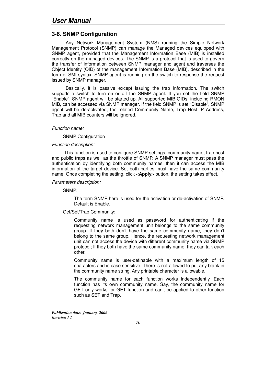 KTI Networks KGS-2416 user manual Snmp Configuration 