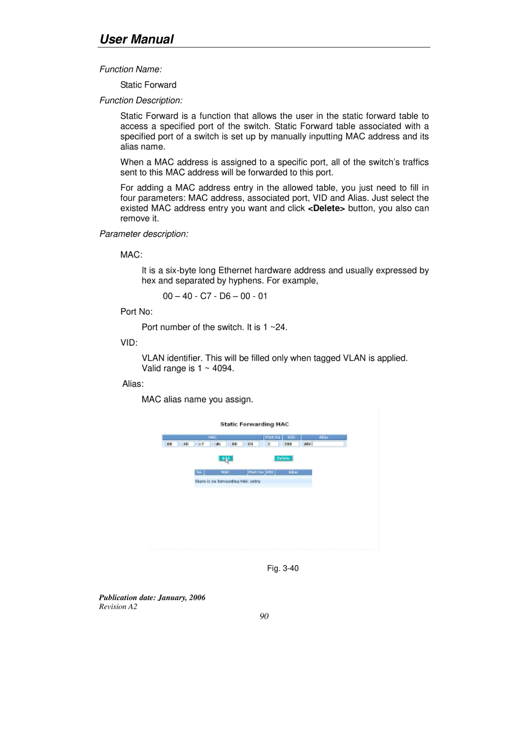 KTI Networks KGS-2416 user manual Static Forward 