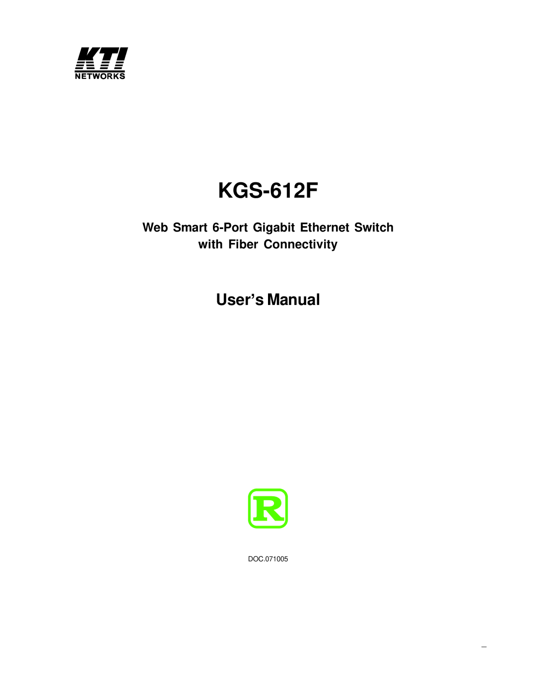 KTI Networks KGS-612F user manual 