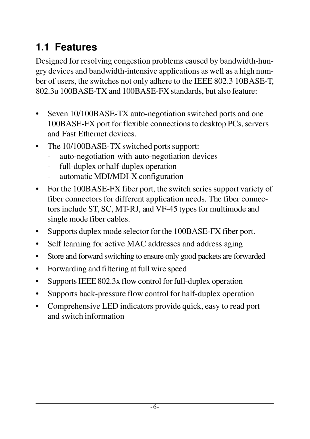 KTI Networks KS-108F manual Features 