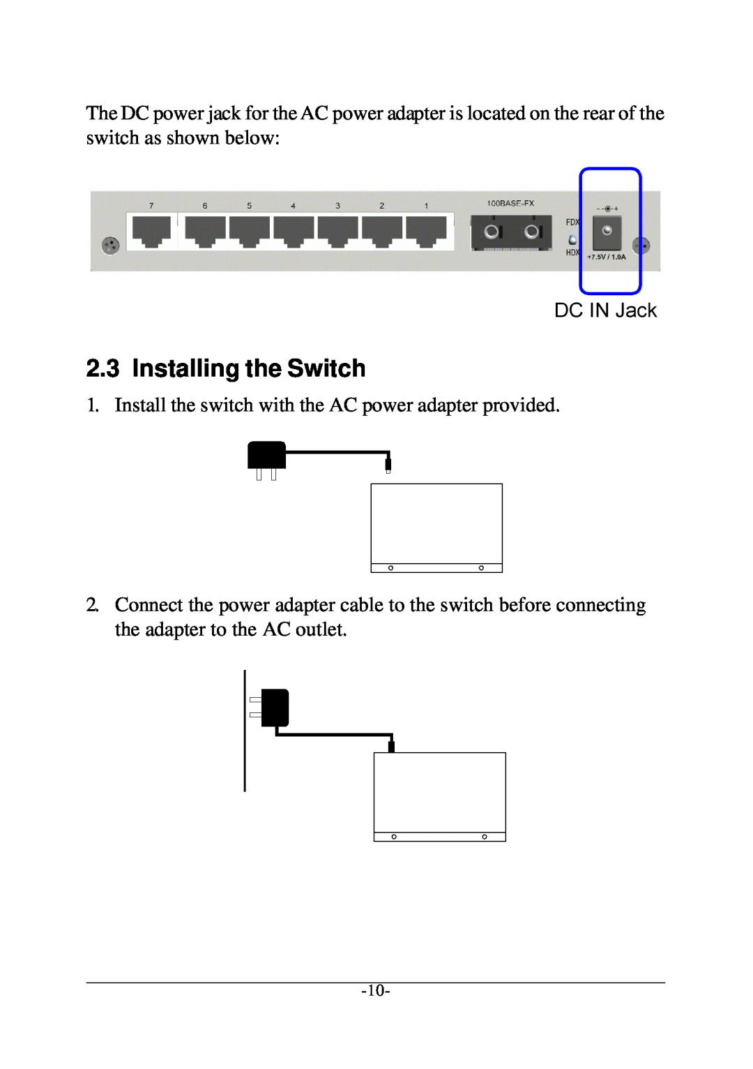 KTI Networks KS-108F manual Installing the Switch 