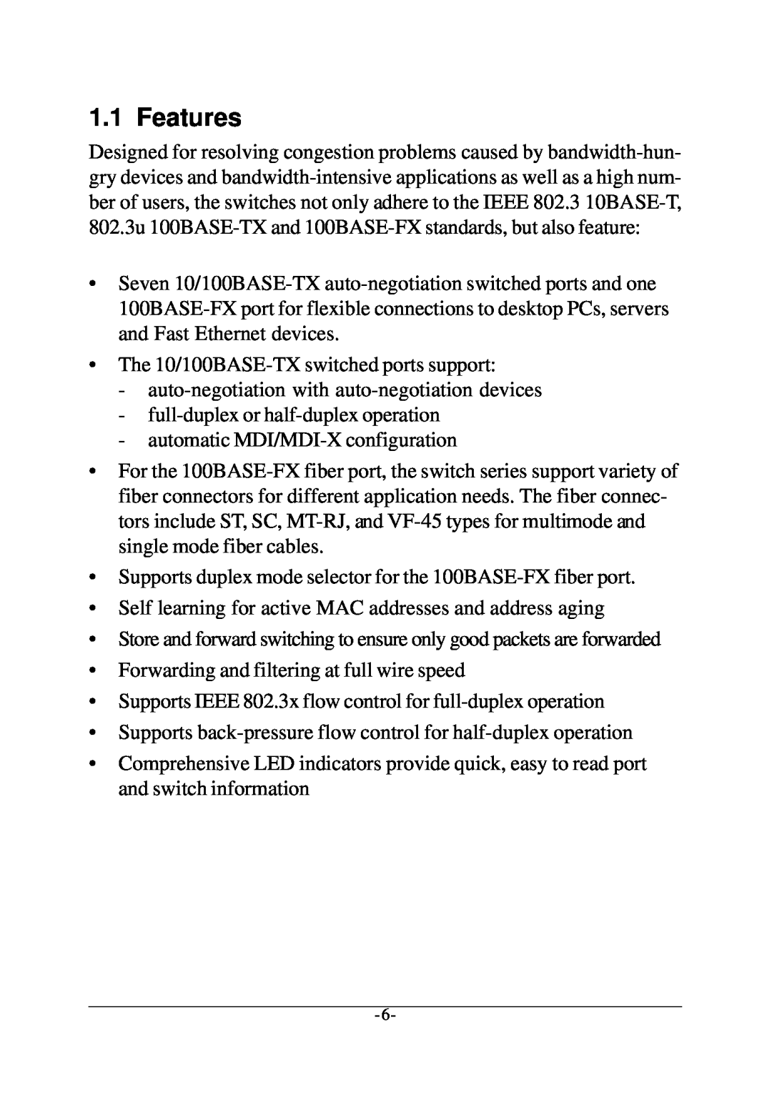 KTI Networks KS-108F manual Features 