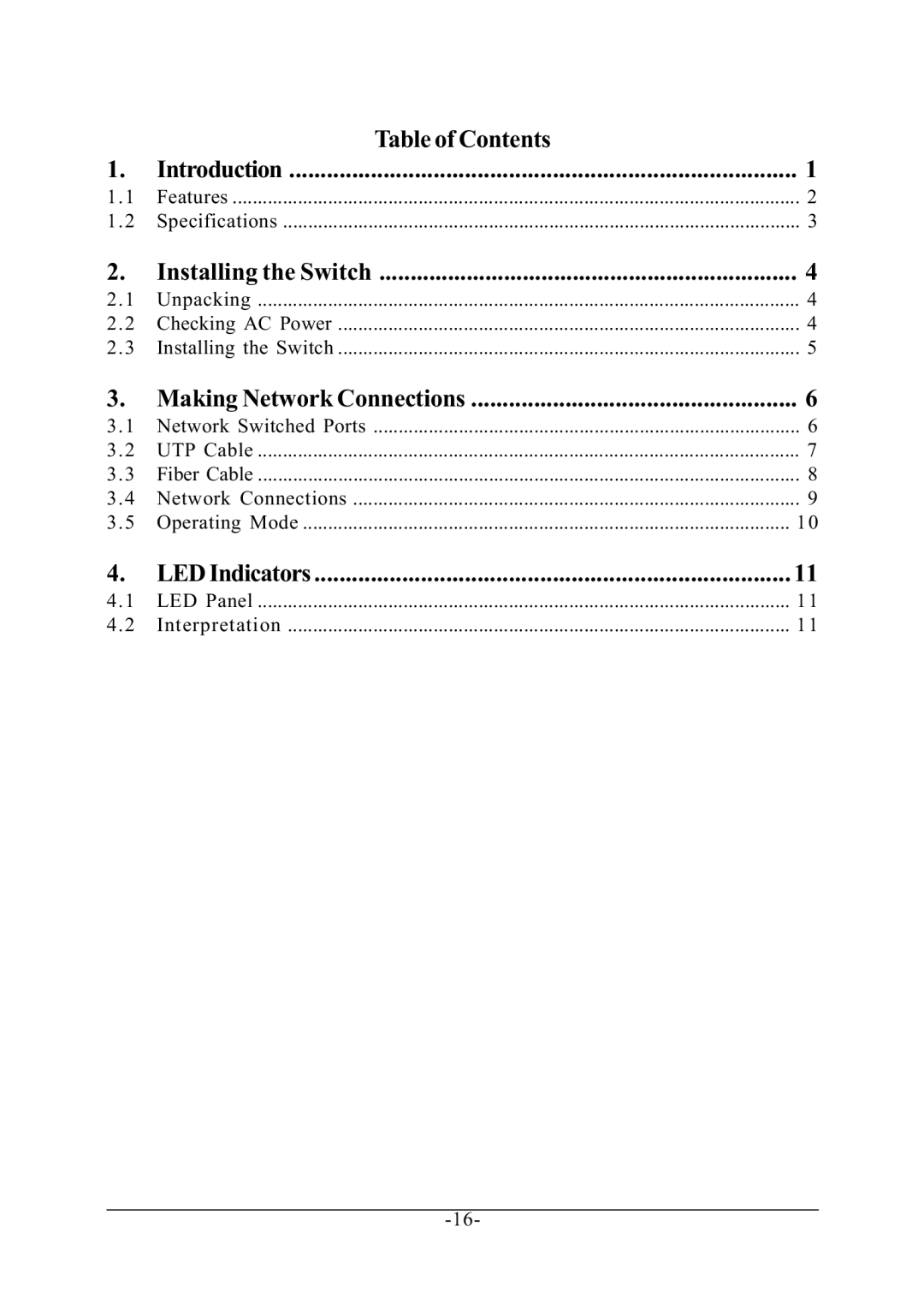 KTI Networks KS-115F Series manual Table of Contents 