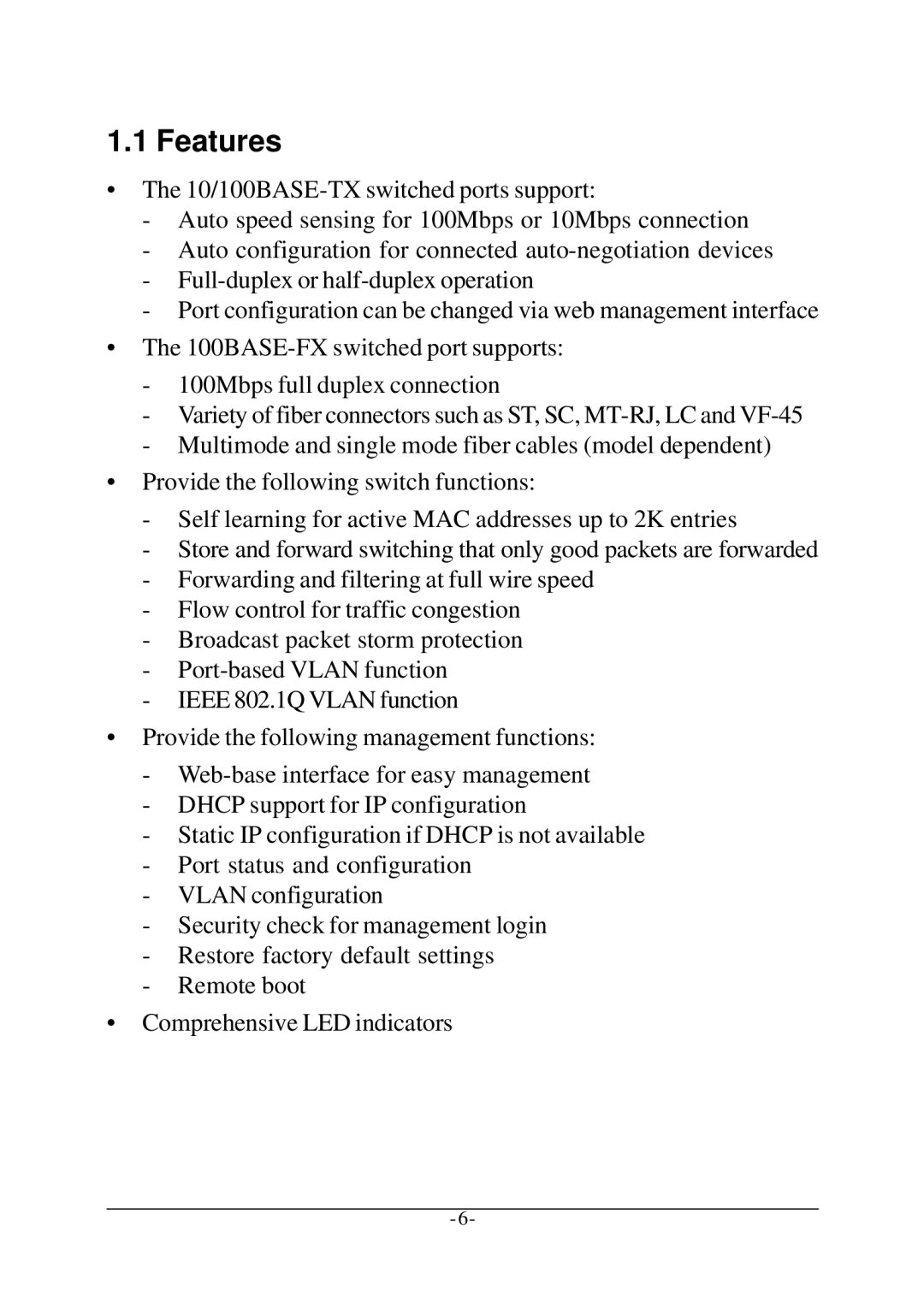 KTI Networks KS-115FM-V, KS-117FM-V manual Features 