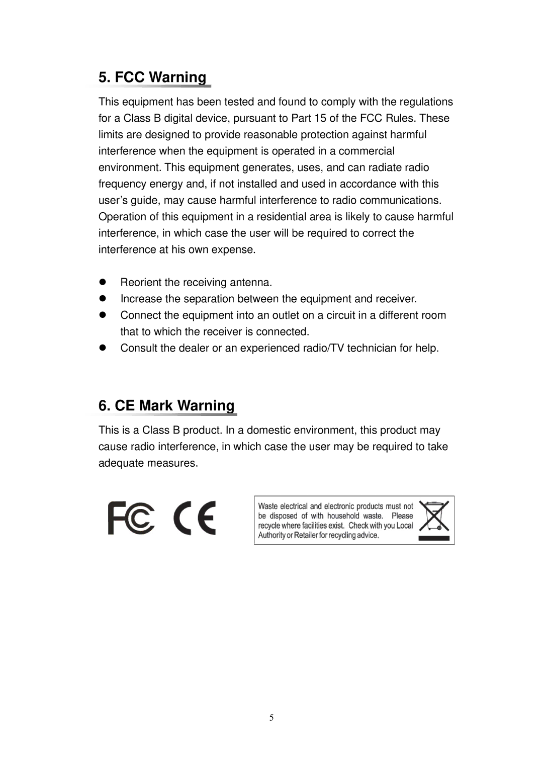 KTI Networks 24-Port 10/100 Workgroup Switch, KS-124 manual FCC Warning, CE Mark Warning 