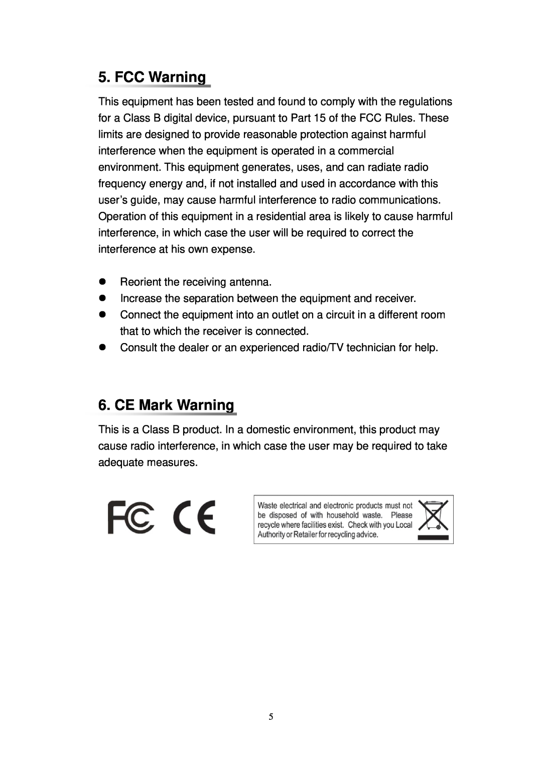 KTI Networks 24-Port 10/100 Workgroup Switch, KS-124 manual FCC Warning, CE Mark Warning 