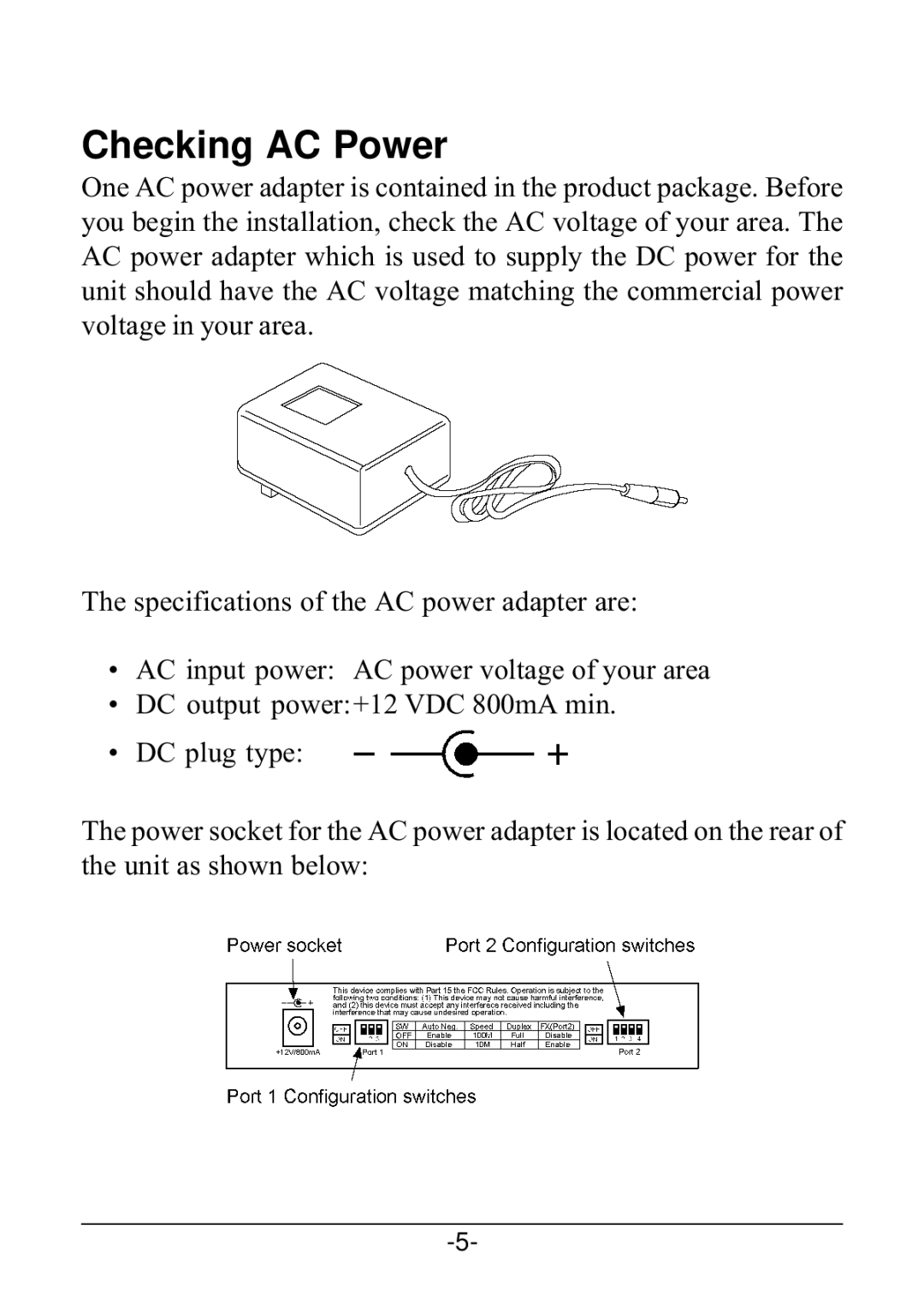 KTI Networks KS-220F/C, KS-220F/S-A, KS-220F/S-3, KS-220F/S-5, KS-220F/T manual Checking AC Power 