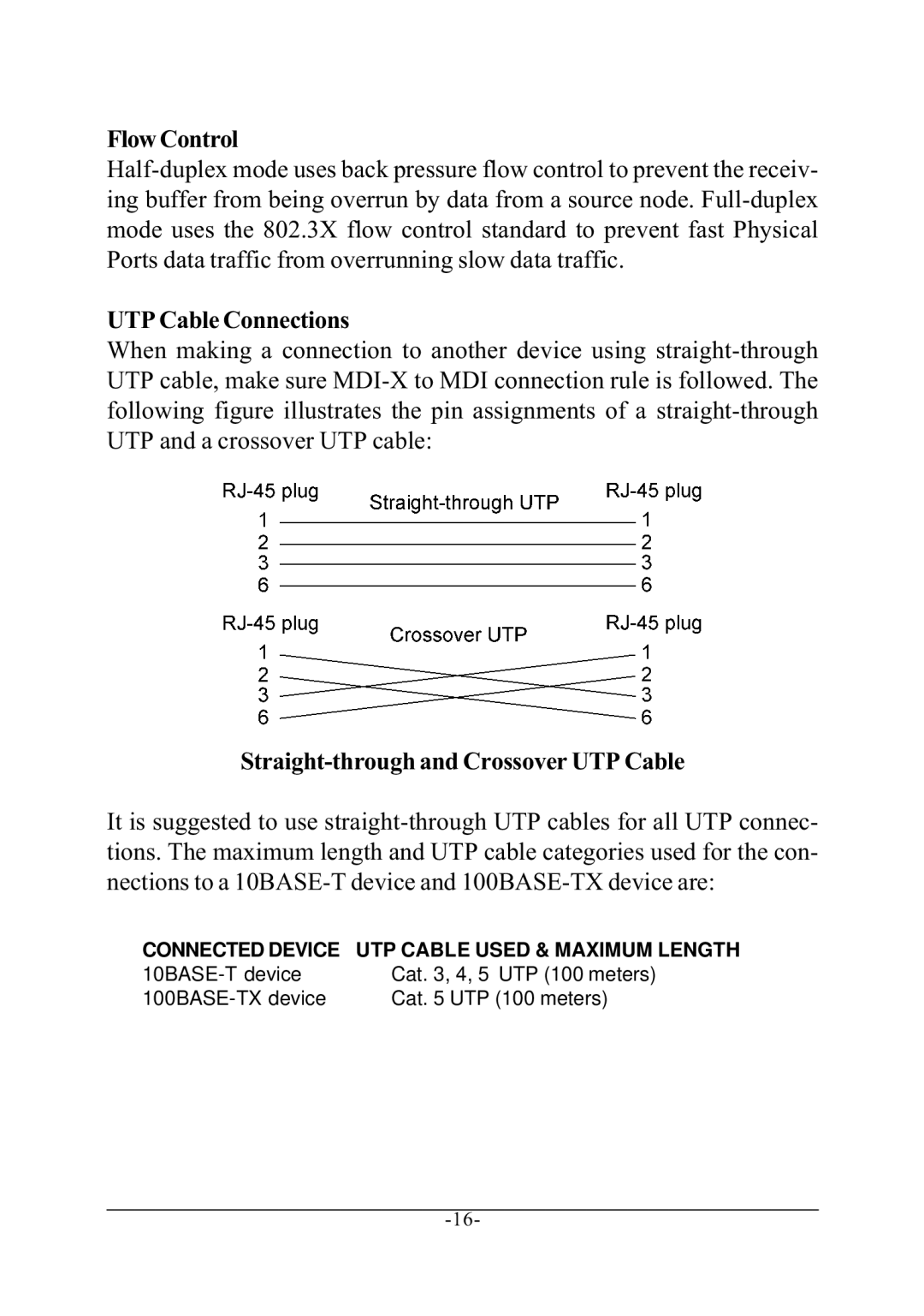 KTI Networks KS-2240 manual Straight-through and Crossover UTP Cable 