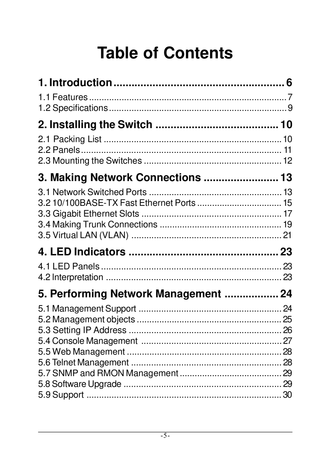 KTI Networks KS-2240 manual Table of Contents 