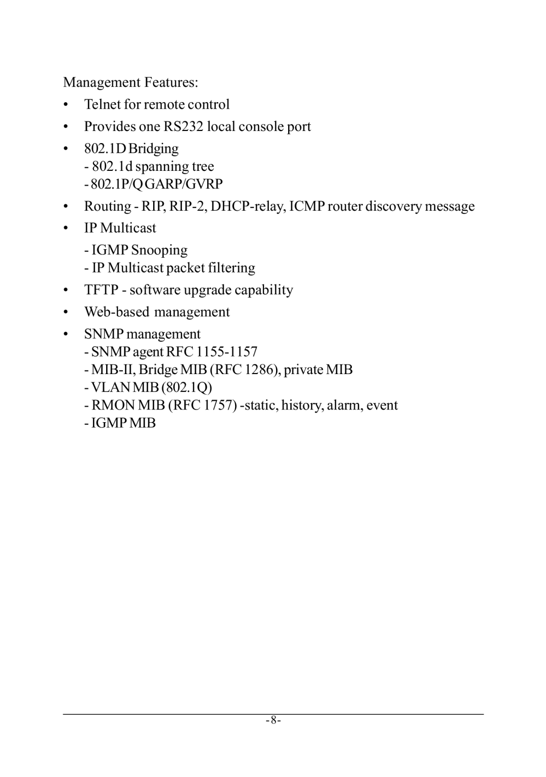 KTI Networks KS-2240 manual Igmp MIB 