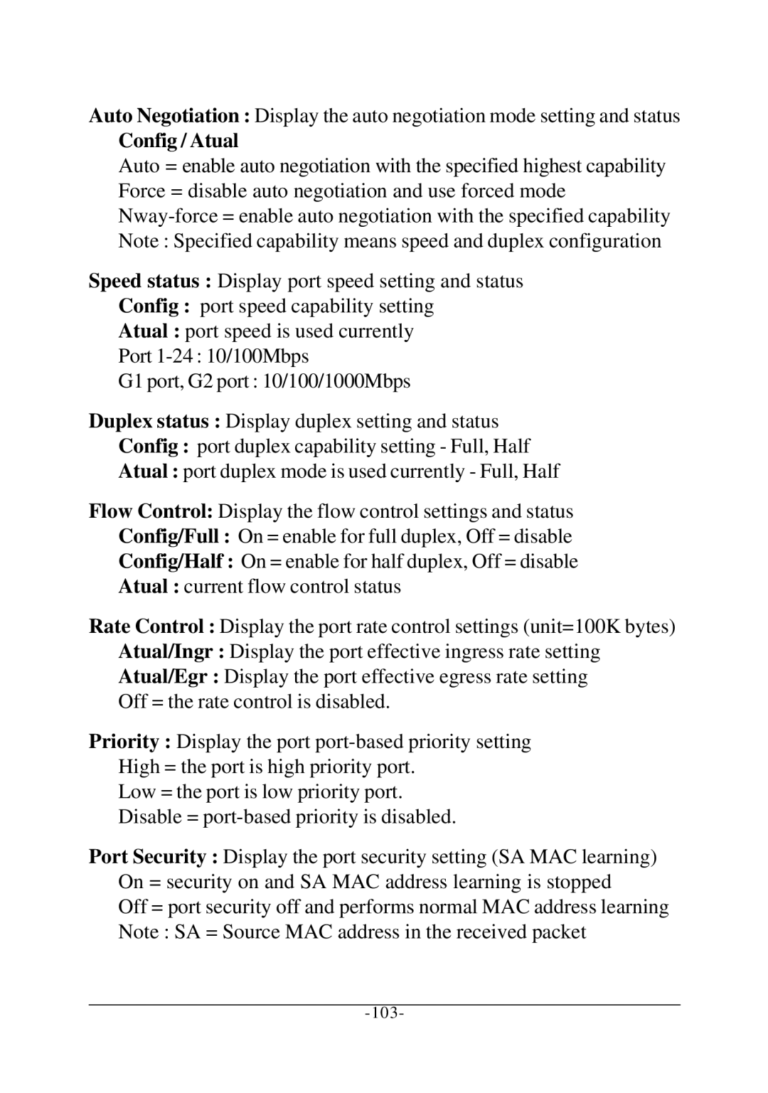 KTI Networks KS-2260 operation manual Config / Atual 