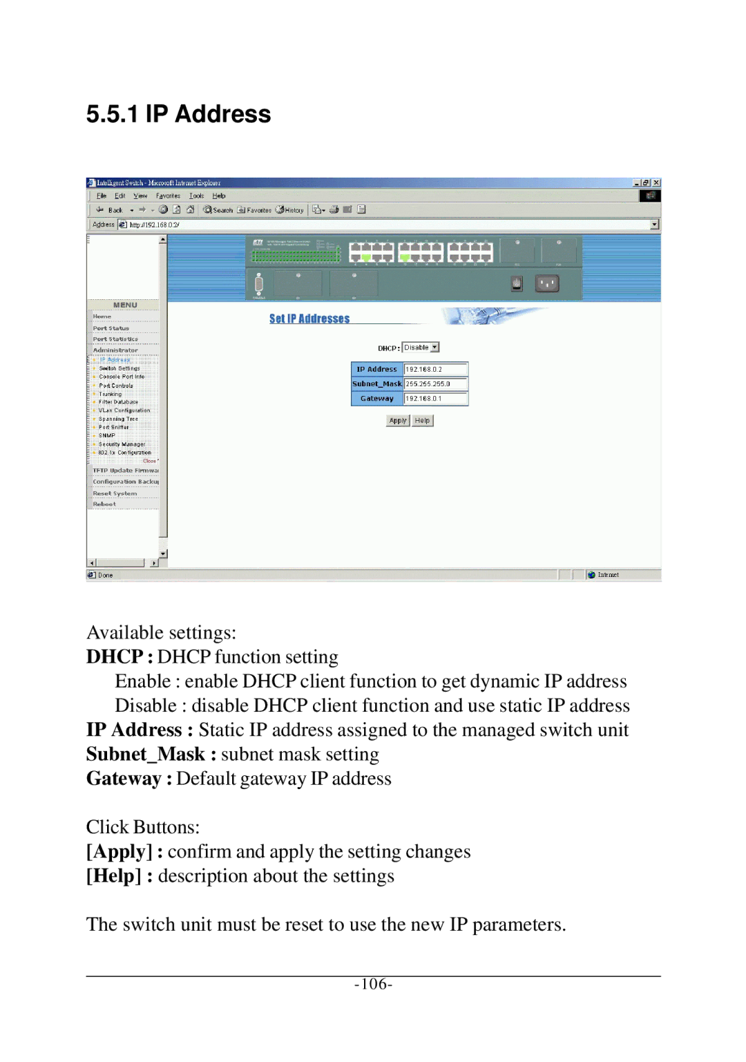 KTI Networks KS-2260 operation manual IP Address 