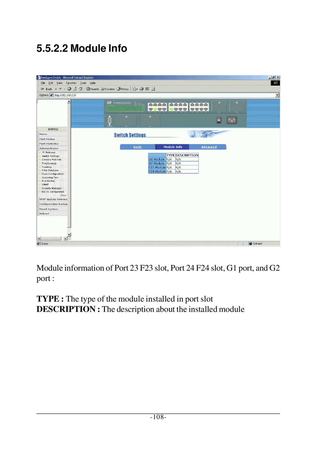 KTI Networks KS-2260 operation manual Module Info 