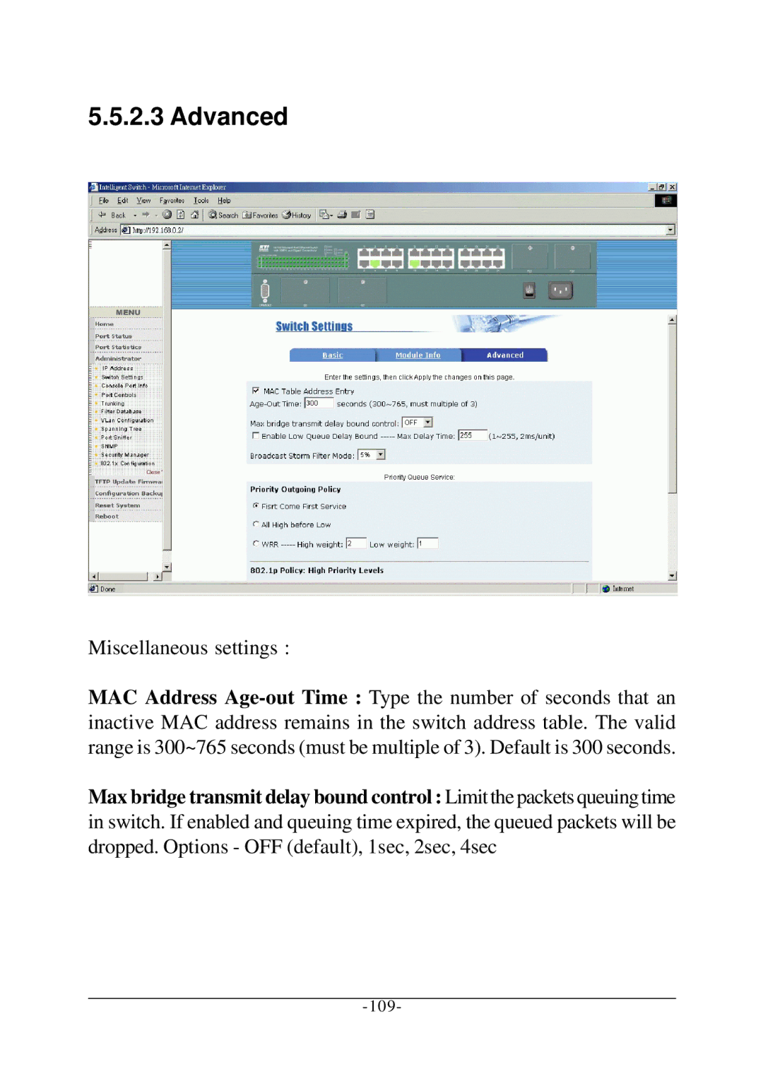 KTI Networks KS-2260 operation manual Advanced, Miscellaneous settings 